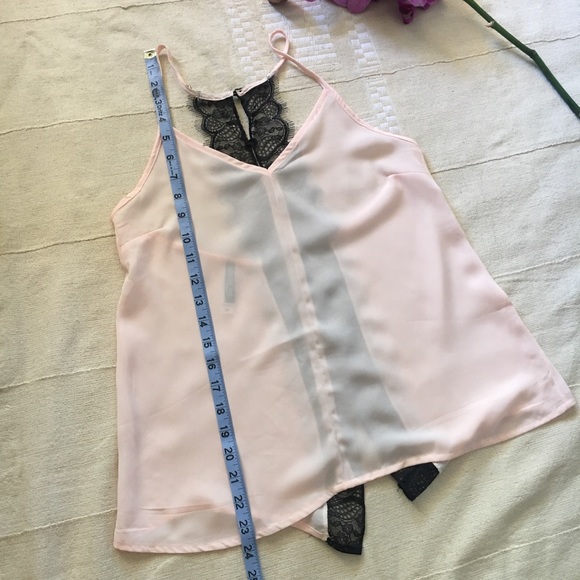Adore Me light pink chiffon cami w black lace back - Picture 7 of 8